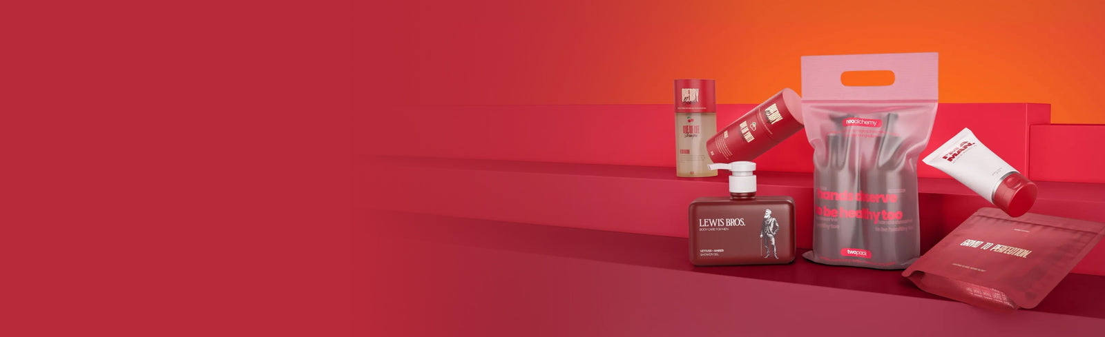 Assorted beauty packaging, tubes, bags