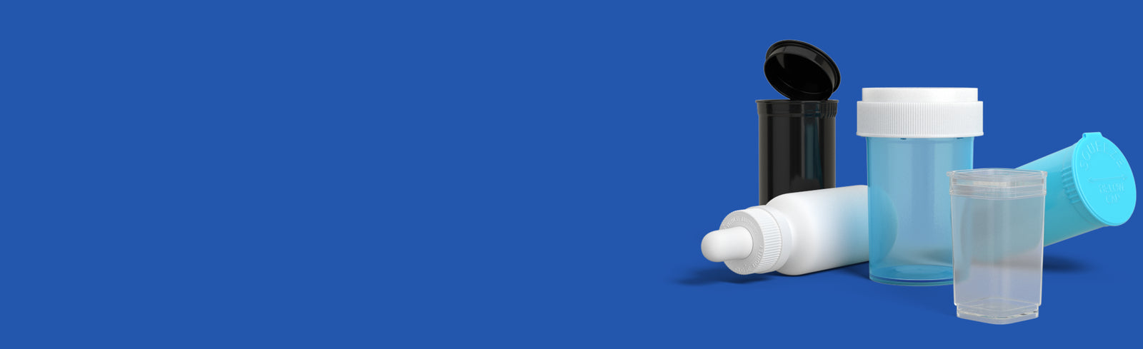 Collection of medical containers and bottles.