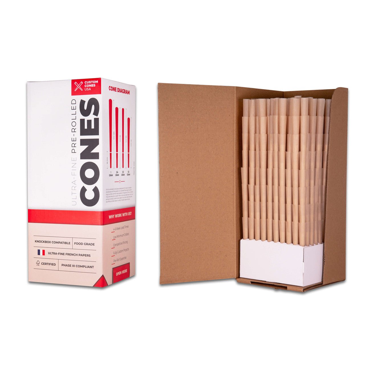 CUSTOM CONES | Classic King Size Pre - Rolled Cones w/ Filter Tip | 109mm - Unbleached Brown Paper - 800 Count - 3