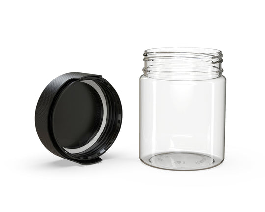 CHUBBY GORILLA | Child Resistant Clear Plastic Aviator XL Container w/ Black Cap | 550mL - 18.5oz - 60 Count