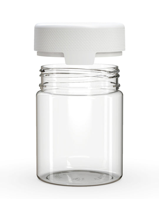 CHUBBY GORILLA | Child Resistant Clear Plastic Aviator XL Container w/ White Cap | 550mL - 18.5oz - 60 Count