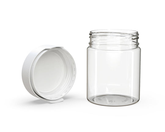 CHUBBY GORILLA | Child Resistant Clear Plastic Aviator XL Container w/ White Cap | 550mL - 18.5oz - 60 Count