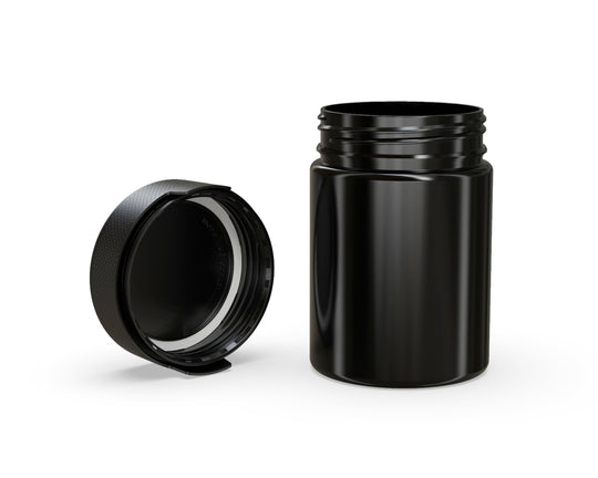 CHUBBY GORILLA | Child Resistant Black Plastic Aviator XL Container w/ Black Cap | 625mL - 21.5oz - 40 Count