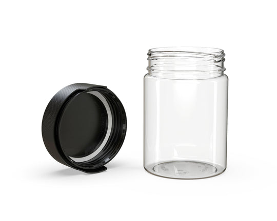 CHUBBY GORILLA | Child Resistant Clear Plastic Aviator XL Container w/ Black Cap | 625mL - 21.5oz - 40 Count