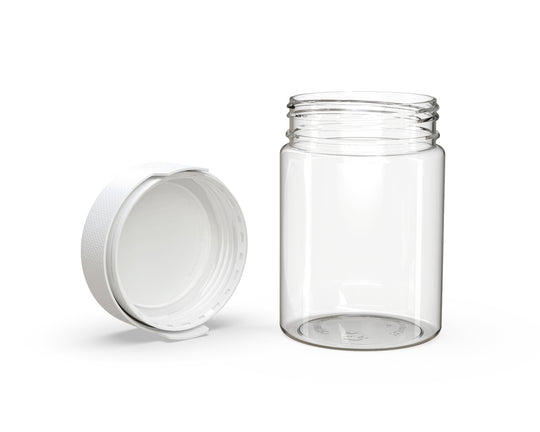 CHUBBY GORILLA | Child Resistant Clear Plastic Aviator XL Container w/ White Cap | 625mL - 21.5oz - 40 Count