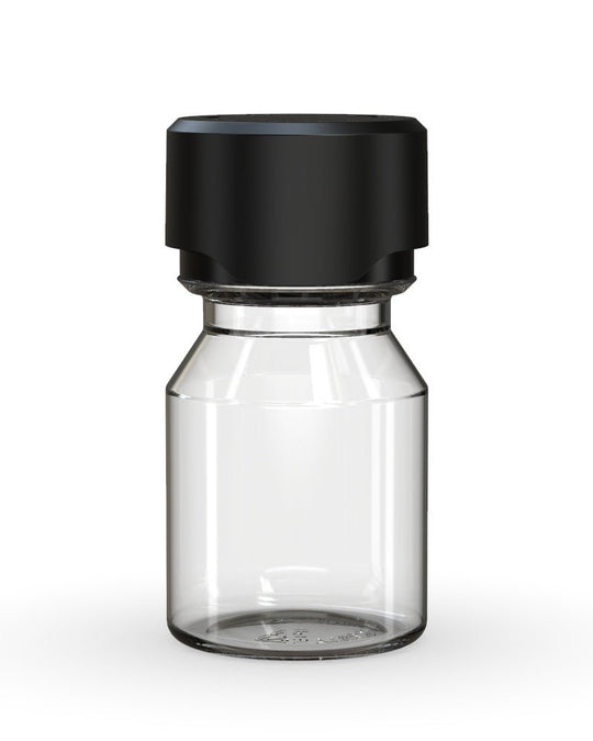 CHUBBY GORILLA Child Resistant Stubby Aviator Shot Bottles Clear | 30mL - w/ Black Lid | Sample - 1