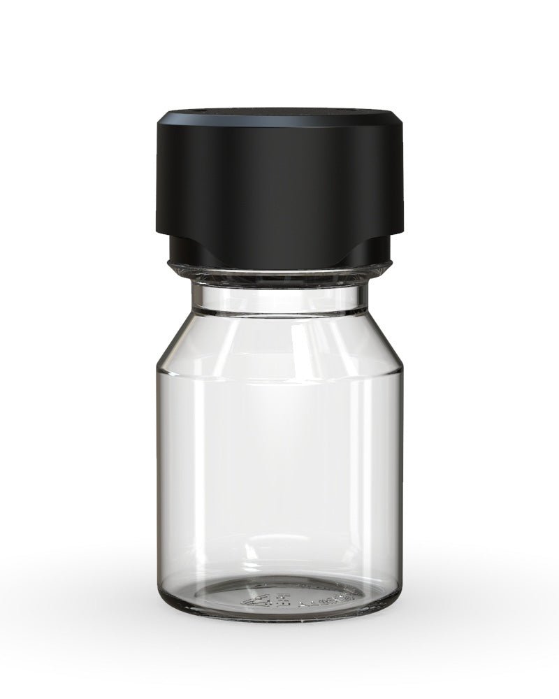 CHUBBY GORILLA Child Resistant Stubby Aviator Shot Bottles Clear | 30mL - w/ Black Lid | Sample - 1