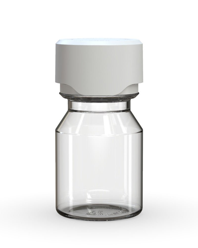 CHUBBY GORILLA Child Resistant Stubby Aviator Shot Bottles Clear | 30mL - w/ White Lid | Sample - 1