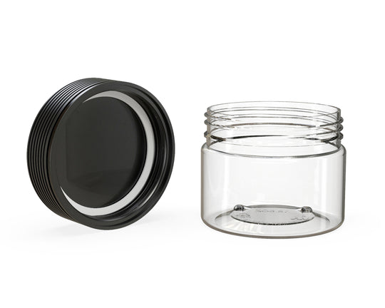 CHUBBY GORILLA | Child Resistant Clear Plastic Spiral XL Jar w/ Black Cap | 92.5mm - 10oz - 80 Count