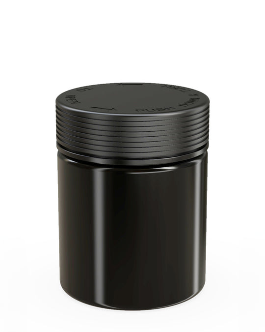 CHUBBY GORILLA | Child Resistant Black Plastic Spiral XL Jar w/ Black Cap | 92.5mm - 18.5oz - 60 Count