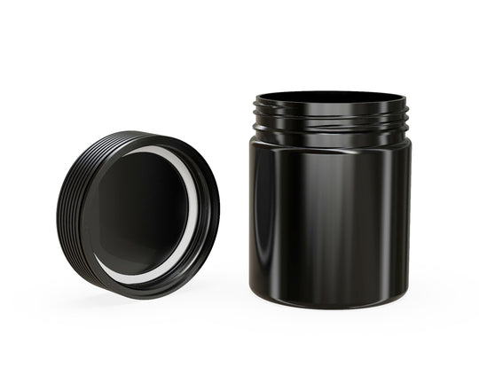 CHUBBY GORILLA | Child Resistant Black Plastic Spiral XL Jar w/ Black Cap | 92.5mm - 18.5oz - 60 Count