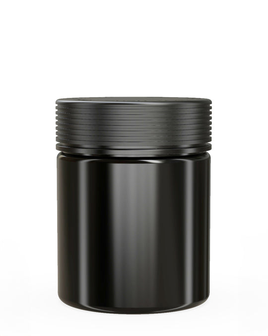 CHUBBY GORILLA | Child Resistant Black Plastic Spiral XL Jar w/ Black Cap | 92.5mm - 18.5oz - 60 Count