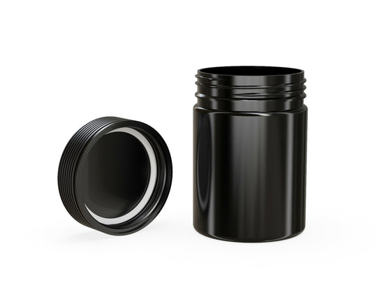 CHUBBY GORILLA | Child Resistant Black Plastic Spiral XL Jar w/ Black Cap | 92.5mm - 21.5oz - 40 Count