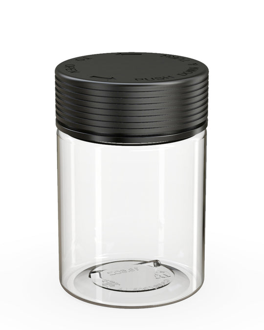 CHUBBY GORILLA | Child Resistant Clear Plastic Spiral XL Jar w/ Black Cap | 92.5mm - 21.5oz - 40 Count