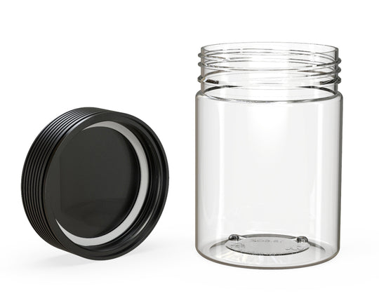 CHUBBY GORILLA | Child Resistant Clear Plastic Spiral XL Jar w/ Black Cap | 92.5mm - 21.5oz - 40 Count