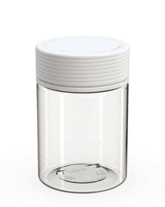 CHUBBY GORILLA | Child Resistant Clear Plastic Spiral XL Jar w/ White Cap | 92.5mm - 21.5oz - 40 Count