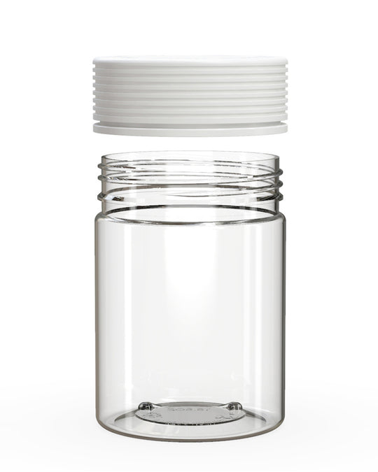 CHUBBY GORILLA | Child Resistant Clear Plastic Spiral XL Jar w/ White Cap | 92.5mm - 21.5oz - 40 Count