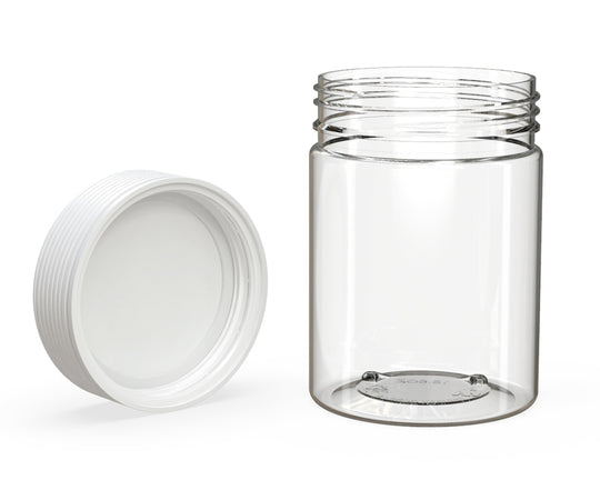 CHUBBY GORILLA | Child Resistant Clear Plastic Spiral XL Jar w/ White Cap | 92.5mm - 21.5oz - 40 Count