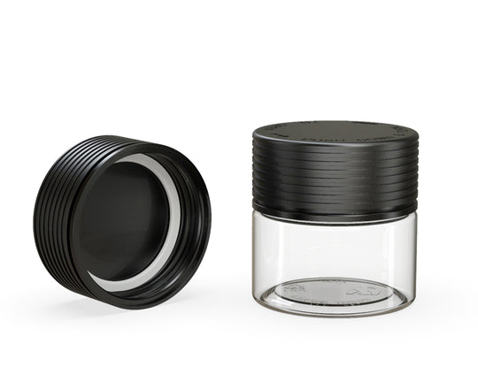 CHUBBY GORILLA | Child Resistant Clear Plastic Spiral Jar w/ Black Cap | 55mm - 2oz - 400 Count