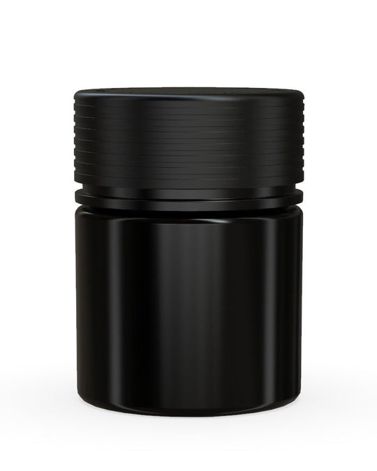 CHUBBY GORILLA Child Resistant Black Plastic Thick Wall Spiral Jar w/ Black Cap | 55mm - 2oz | Sample - 1