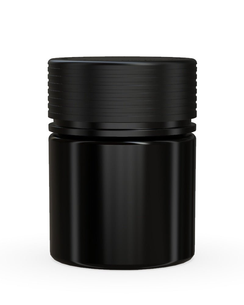 CHUBBY GORILLA Child Resistant Black Plastic Thick Wall Spiral Jar w/ Black Cap | 55mm - 2oz | Sample - 1