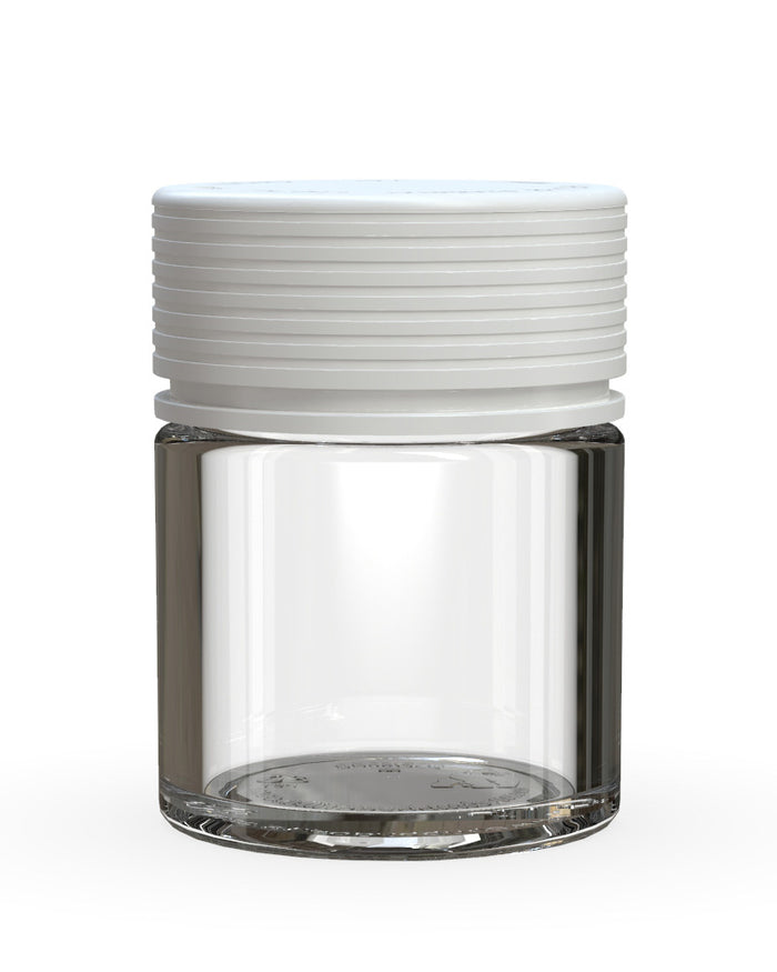 CHUBBY GORILLA | Child Resistant Clear Plastic Thick Wall Spiral Jar w/ White Cap | 55mm - 2oz - 150 Count Image