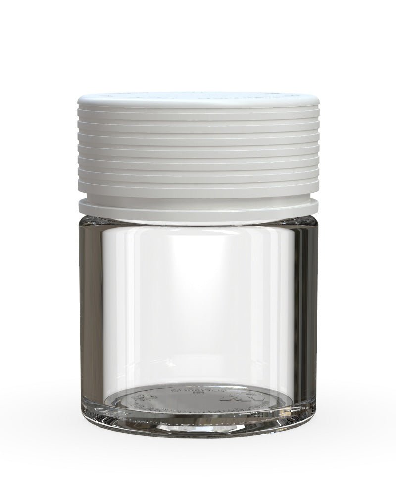 CHUBBY GORILLA Child Resistant Clear Plastic Thick Wall Spiral Jar w/ White Cap | 55mm - 2oz | Sample - 1