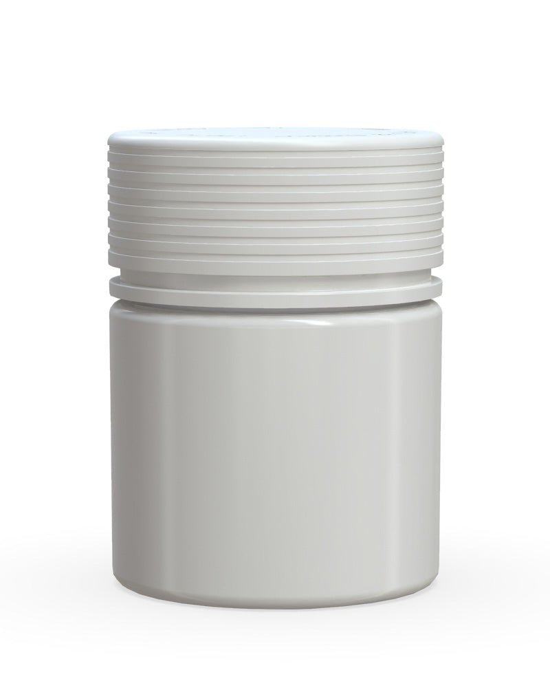 CHUBBY GORILLA Child Resistant White Plastic Thick Wall Spiral Jar w/ White Cap | 55mm - 2oz | Sample - 1