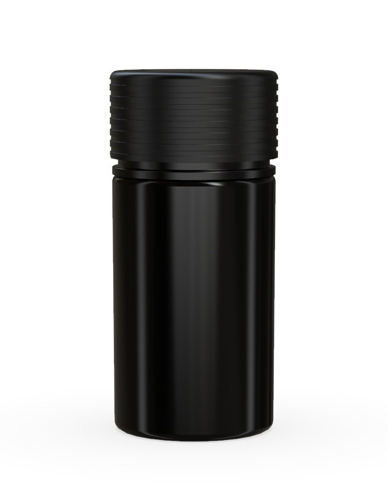 CHUBBY GORILLA | Child Resistant Black Plastic Mini Spiral Jar w/ Black Cap | 55mm - 1oz - 200 Count - 1