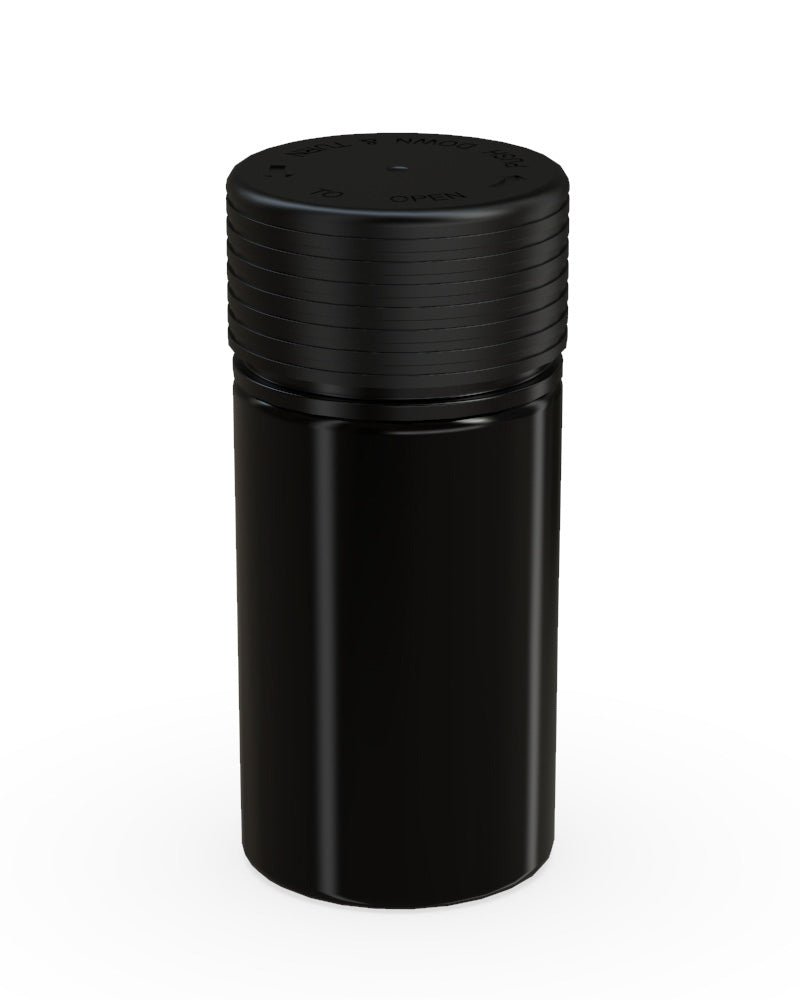 CHUBBY GORILLA | Child Resistant Black Plastic Mini Spiral Jar w/ Black Cap | 55mm - 1oz - 200 Count - 2