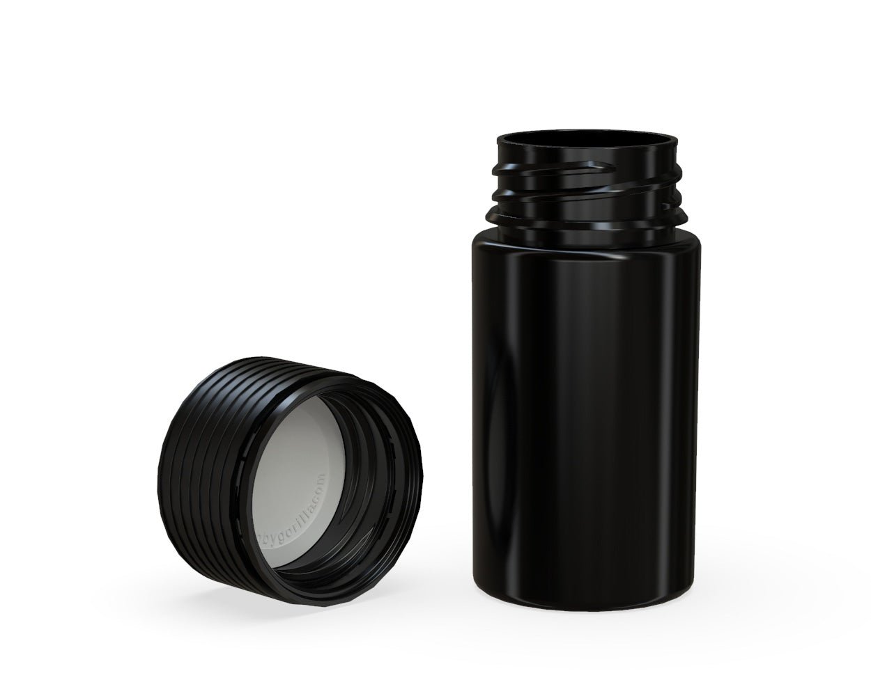 CHUBBY GORILLA | Child Resistant Black Plastic Mini Spiral Jar w/ Black Cap | 55mm - 1oz - 200 Count - 4