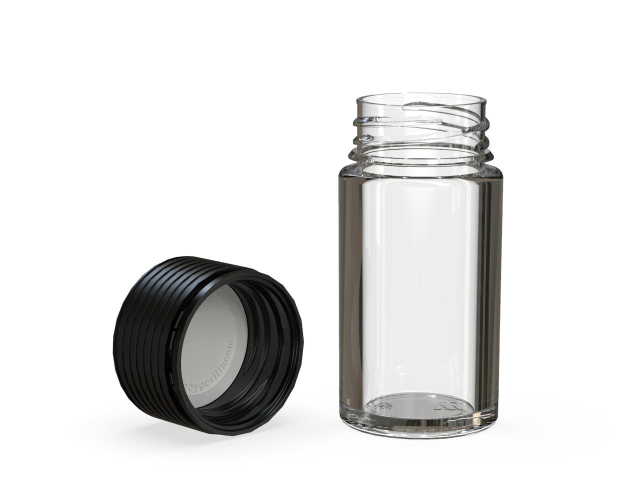 CHUBBY GORILLA | Child Resistant Clear Plastic Mini Spiral Jar w/ Black Cap | 55mm - 1oz - 200 Count - 4