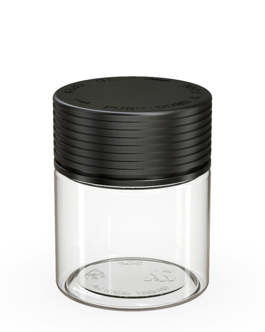 CHUBBY GORILLA | Child Resistant Clear Plastic Spiral Jar w/ Black Cap | 55mm - 3oz - 400 Count