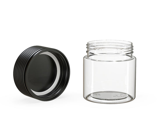 CHUBBY GORILLA | Child Resistant Clear Plastic Spiral Jar w/ Black Cap | 55mm - 3oz - 400 Count