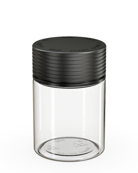 CHUBBY GORILLA | Child Resistant Clear Plastic Spiral Jar w/ Black Cap | 55mm - 4oz - 400 Count