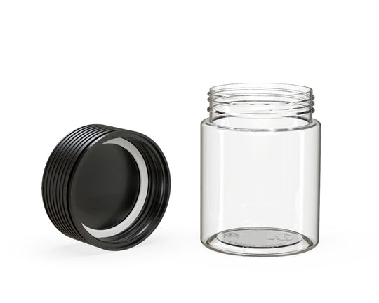 CHUBBY GORILLA | Child Resistant Clear Plastic Spiral Jar w/ Black Cap | 55mm - 4oz - 400 Count