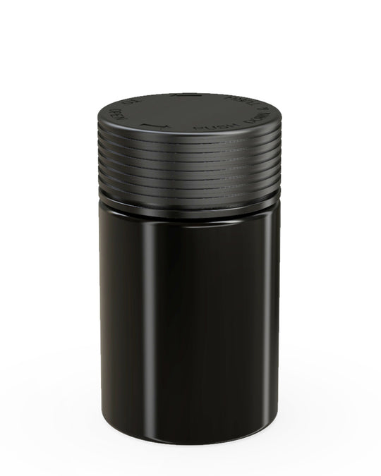 CHUBBY GORILLA | Child Resistant Black Plastic Spiral Jar w/ Black Cap | 55mm - 5oz - 300 Count