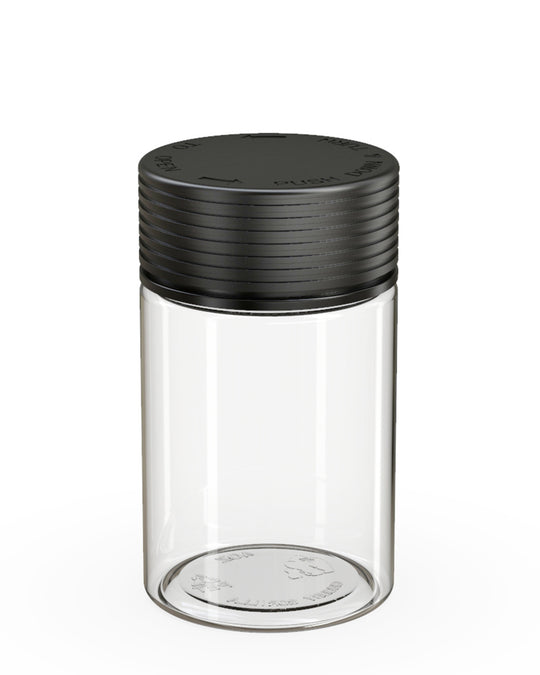 CHUBBY GORILLA | Child Resistant Clear Plastic Spiral Jar w/ Black Cap | 55mm - 5oz - 300 Count