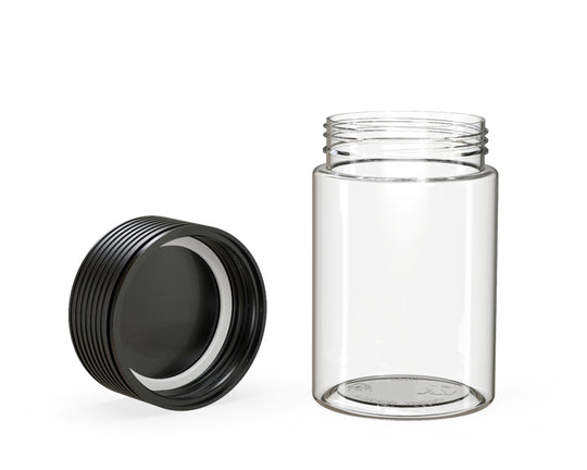 CHUBBY GORILLA | Child Resistant Clear Plastic Spiral Jar w/ Black Cap | 55mm - 5oz - 300 Count