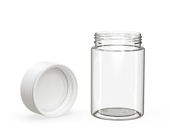 CHUBBY GORILLA | Child Resistant Clear Plastic Spiral Jar w/ White Cap | 55mm - 5oz - 300 Count