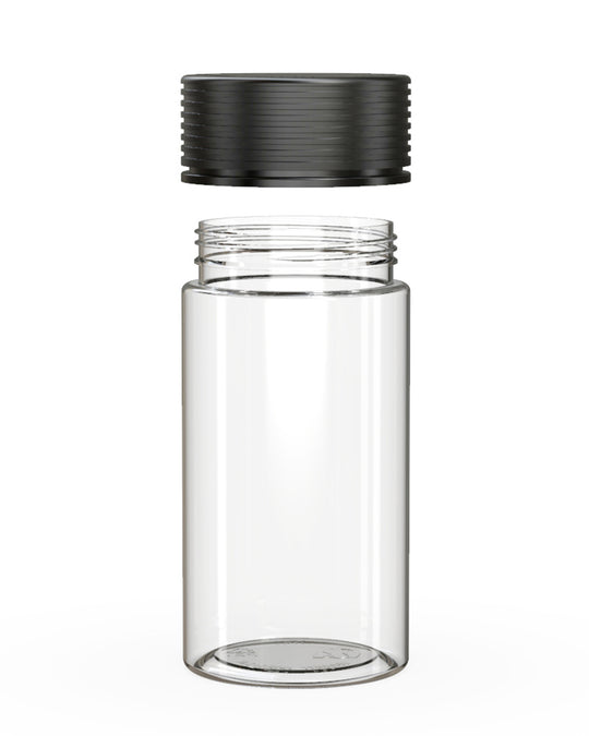 CHUBBY GORILLA | Child Resistant Clear Plastic Spiral Jar w/ Black Cap | 55mm - 6oz - 300 Count