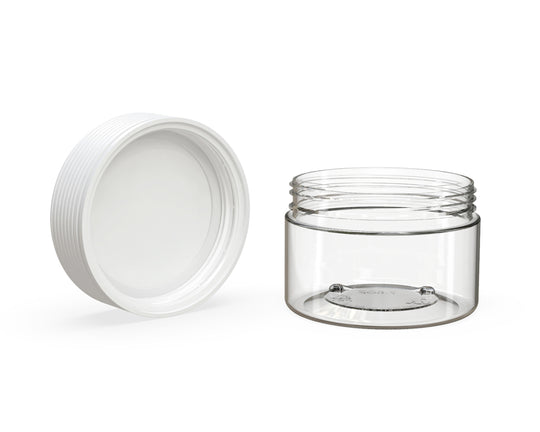 CHUBBY GORILLA | Child Resistant Clear Plastic Spiral XL Jar w/ White Cap | 92.5mm - 7.5oz - 100 Count