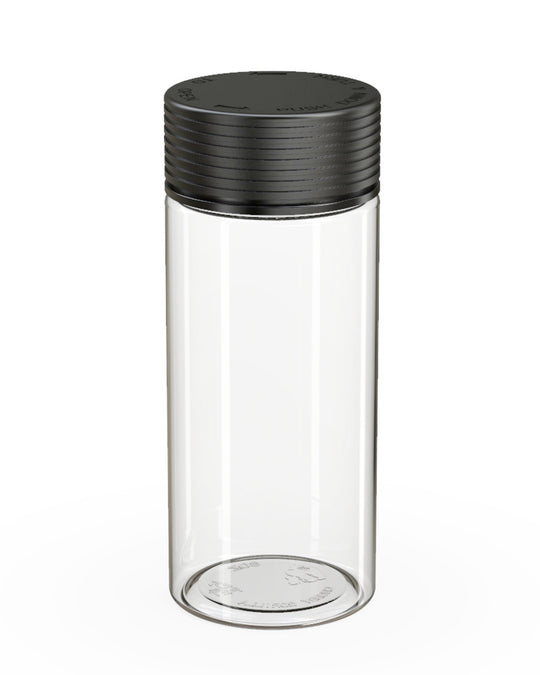 CHUBBY GORILLA | Child Resistant Clear Plastic Spiral Jar w/ Black Cap | 55mm - 8oz - 200 Count