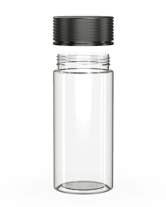 CHUBBY GORILLA | Child Resistant Clear Plastic Spiral Jar w/ Black Cap | 55mm - 8oz - 200 Count