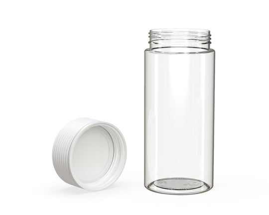 CHUBBY GORILLA | Child Resistant Clear Plastic Spiral Jar w/ White Cap | 55mm - 8oz - 300 Count