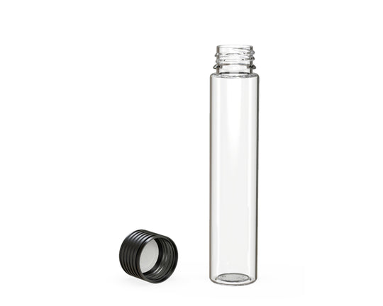 CHUBBY GORILLA | Child Resistant Clear Plastic Spiral Pre-Roll Tubes w/ Black Cap | 25mm - 115mm - 200 Count