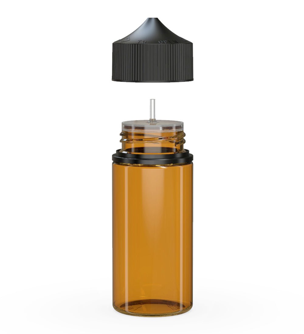 CHUBBY GORILLA | Child Resistant Unicorn V3 PET Dropper Bottles w/ Black Lid | 100mL - Amber - 400 Count - 2