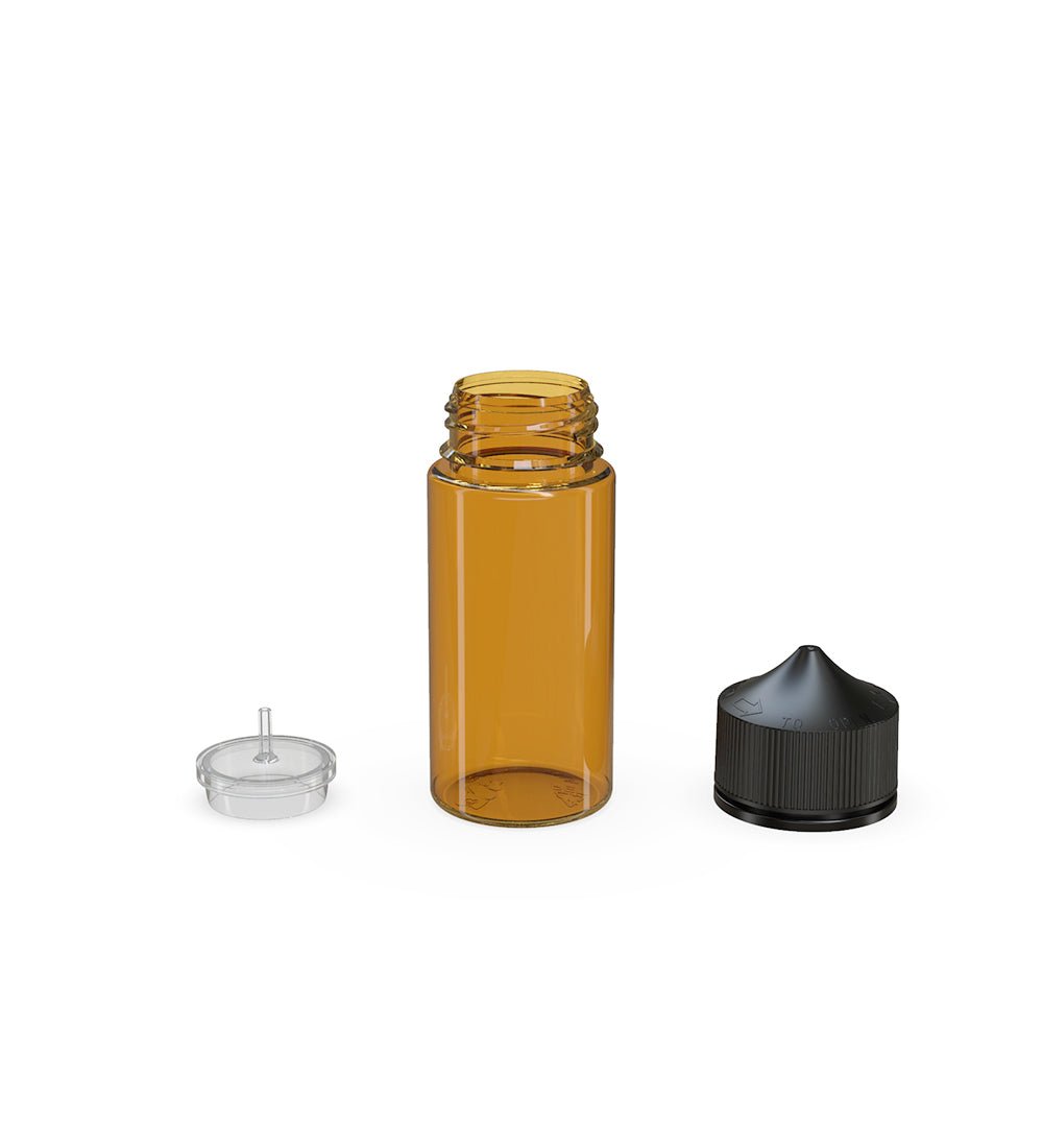 CHUBBY GORILLA | Child Resistant Unicorn V3 PET Dropper Bottles w/ Black Lid | 100mL - Amber - 400 Count - 4