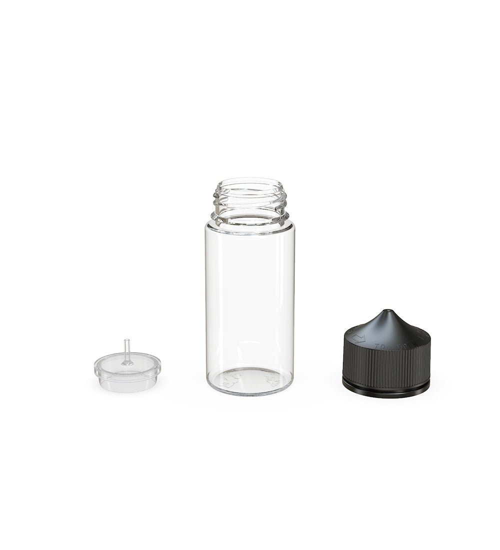 CHUBBY GORILLA | Child Resistant Unicorn V3 PET Dropper Bottles w/ Black Lid | 100mL - Clear - 400 Count - 4