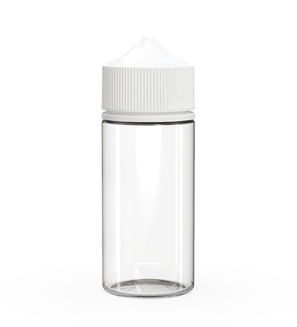 CHUBBY GORILLA Child Resistant Unicorn V3 PET Dropper Bottles w/ White Lid | 100mL - Clear | Sample - 1